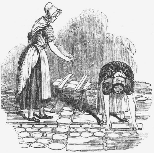 Apilando plomo blanco (Dodd, G. British Manufactures, 1884). Manufactura del blanco de plomo