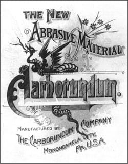 Poster publicitario de 1894 de la Compañía Carborundum para su nuevo producto similar al diamante