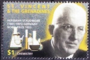 Hermann Staudinger en un sello postal de San Vicente y las Granadinas