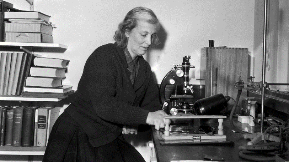 Dorothy Crowfoot Hodgkin en su laboratorio