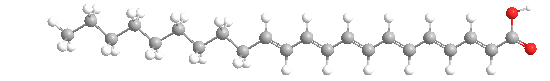 Estructura 3D del ácido docosahexaenoico o DHA