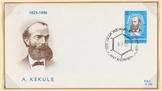 Portada de primer día de circulación de sello postal Belga August Kekule