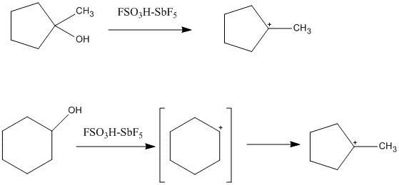 Carbocatión terciario formado en superácidos