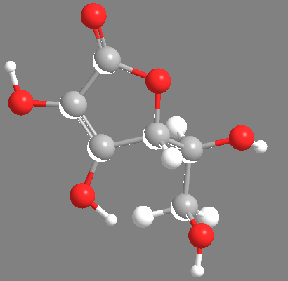 Estructura 3D de la vitamina C (ácido l-ascorbico)
