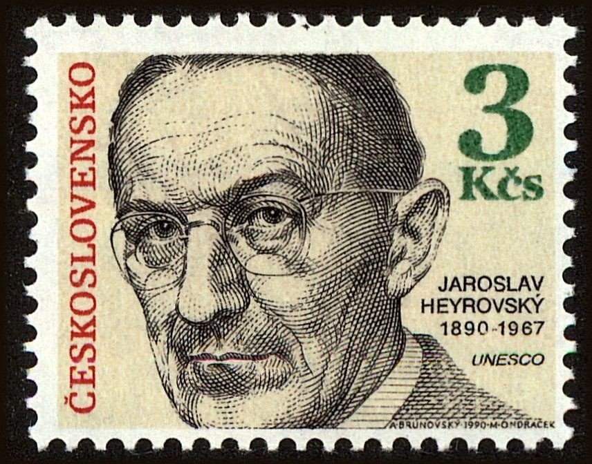 Sello postal Checo en honor a Jaroslav Heyrovský - 1990