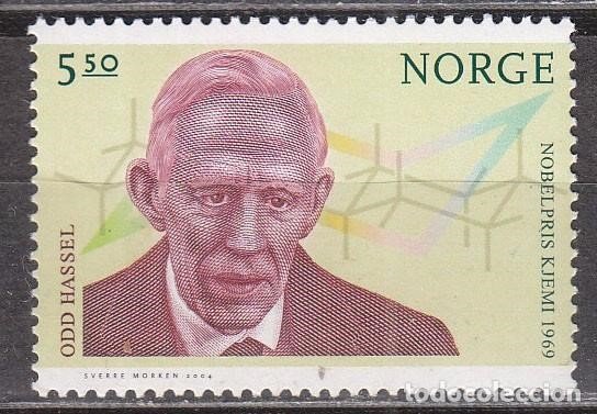 Sello postal Noruego en Honor a Odd Hassel y su premio Nobel (2004)