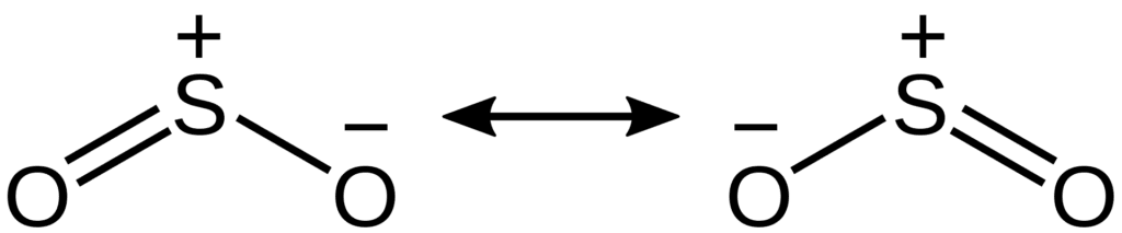 Dos estructuras de resonancia de dióxido de azufre