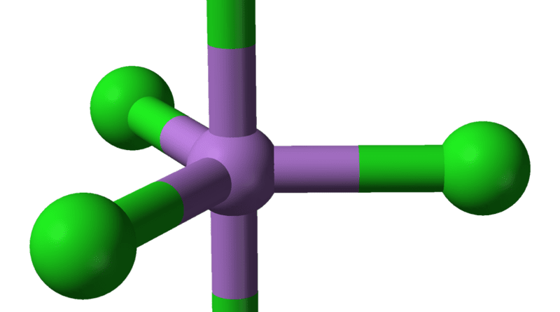 Estructura 3D del pentacloruro de arsénico