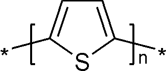 La unidad de repetición de monómero de politiofeno no sustituido.