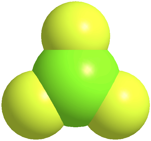 Estructura 3D del trifluoruro de cloro