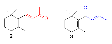 α-, γ- los isómeros de doble enlace de la irona tienen un olor cualitativamente similar al del iris, pero el olor de la irona b es bastante similar al de la β--ionona (que recuerda a la madera de cedro, de color violeta al diluirse).