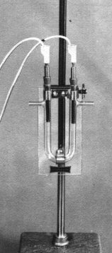 Imagen del montaje para la electrolisis de una solución de yoduro de potasio