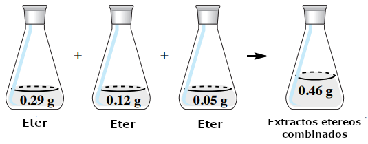 Figura 5: Capas orgánicas combinadas que contienen hiosciamina a partir de múltiples extracciones en éter dietílico.