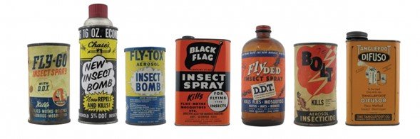 Una muestra de envases de DDT de la colección del Instituto de Historia de la Ciencia.