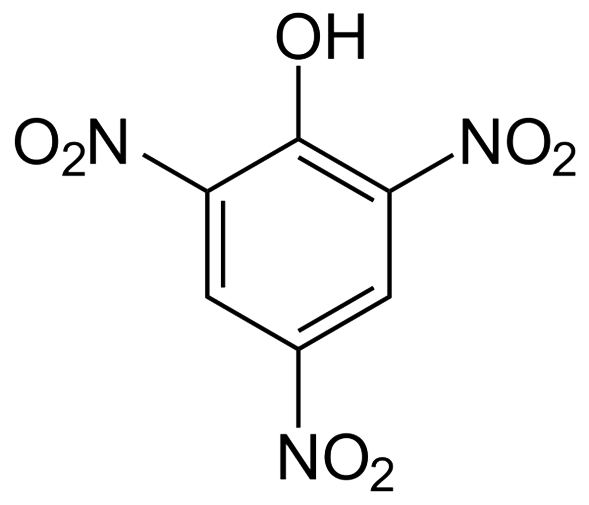 Estructura del ácido pícrico (2,4,6-trinitrofenol (TNP))