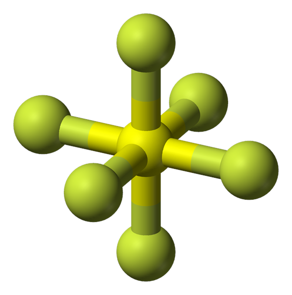 Estructura 3D del hexafluoruro de azufre