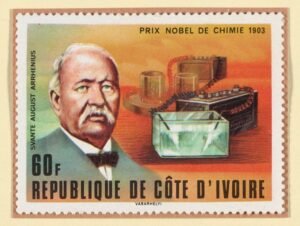 Sello postal de Costa de Marfil en honor al premio Nobel de Arrhenius