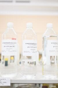 chemicals in bottles